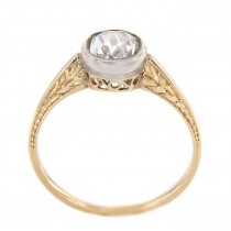 Inel victorian de logodna cu diamant solitaire 0.75 CT | aur galben 14k și argint | Marea Britanie cca.1870